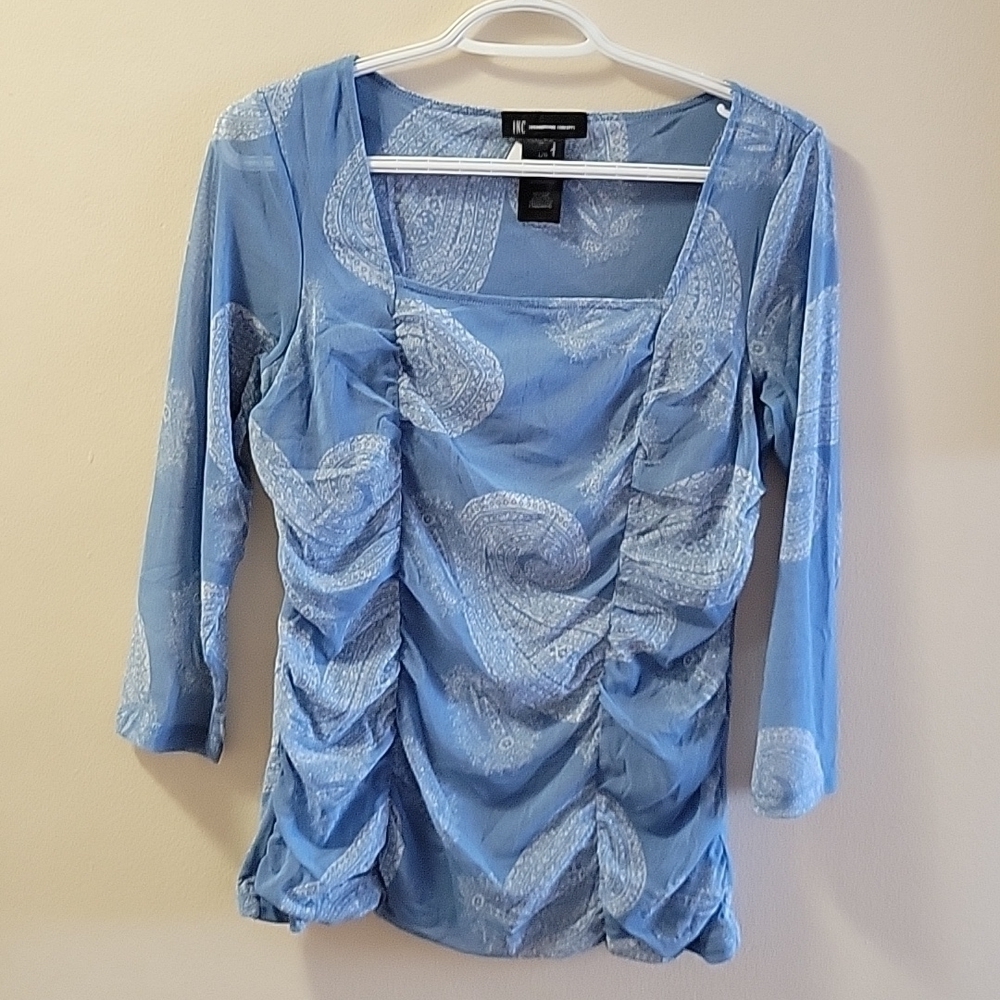 INC 3/4 Sleeve Sheer Blouse L